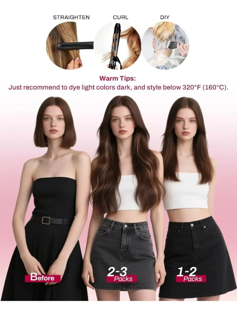10-Inch Ombre Clip-In Hair Extensions - Brown to Blonde Balayage, 80g, 5pcs